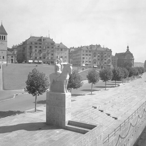 In Genf ist der Einfluss der Familie Turrettini allgegenwärtig. Blick über das Quai Turrettini, um 1940.